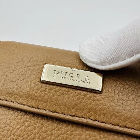 Furla Bi Fold Wallet Men Tan Authentic Leather - Picture 7 of 7